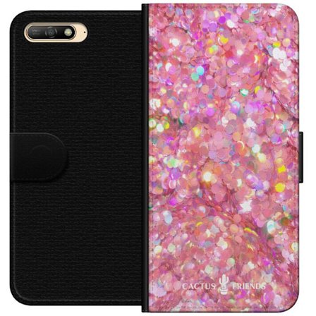 Kompatibelt Lommeboketui til Huawei Huawei Y6 (2018) Cactus and Friends – PinkGlitter