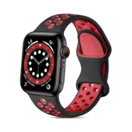 Apple Watch Series 49 mm - 45 mm - 44 mm - 42 mm 4 mm / 3 2 1 42 Silikonklockrem - Svart + Röd