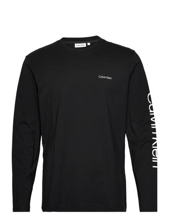 Sleeve Placement Logo T-Shirt T-shirts Long-sleeved Svart Calvin Klein
