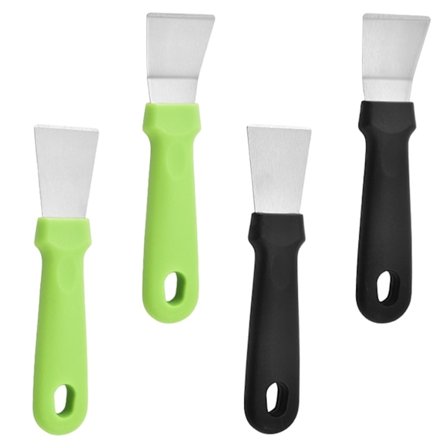 4 stk ovnskraper, super skrape ikke-ripe, skrape for rengjøring, rustfritt stål skrape med plasthåndtak, gulvrengjøringsklistremerker