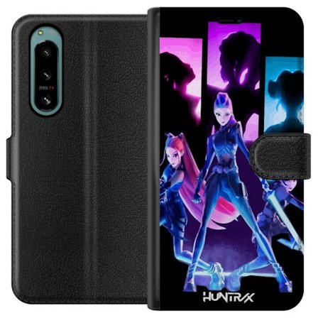 Kompatibel Tegnebogsetui til Sony Sony Xperia 5 IV Futuristisk pigegruppe illustration med neonlys og stærke farver i sci-fi æstetik