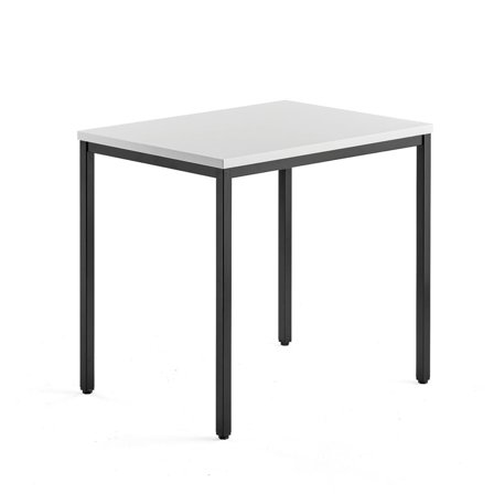 Side desk QBUS, 800x600 mm, 4-leg frame, black frame, white