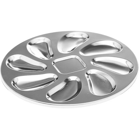 Østerspanne i rustfritt stål, østerskallformet østersplate (farge: sølv) (1 stk)