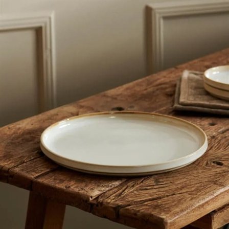 Keramisk tallerken i mineralmarmor 20 cm - hvid