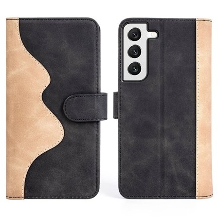 To-farvet Samsung Galaxy S22 læderetui - Sort