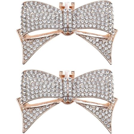 Set med 2 rosett-skoklämmor med avtagbara strassglitterskor