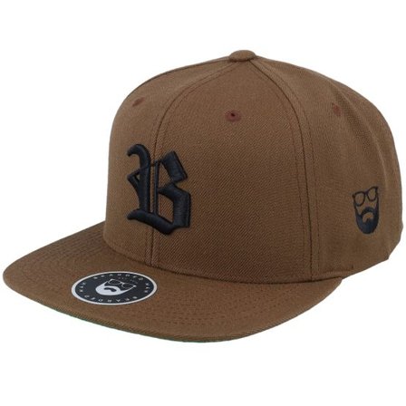 Bearded Man - Brun snapback Keps - Old English B Brown Snapback @ Hatstore
