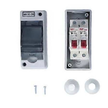 Kopplingsdosa IP65 Vattentät 2-vägs Flamskyddad MCB C Typ Kopplingsskåp för Utomhusbruk 20A 32A