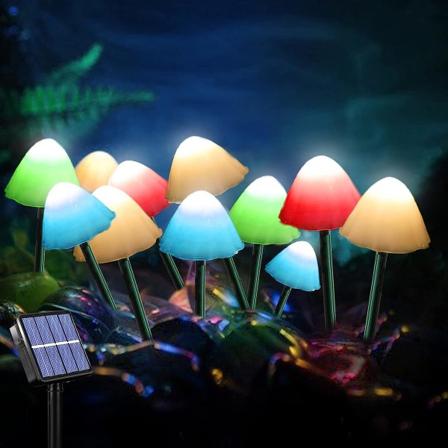 Solcelledrevet udendørslampe, LED-svampeformet stilampe solcelledrevet