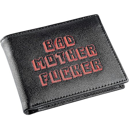 Officiellt licensierad svart/röd broderad Bad Mother läderplånbok