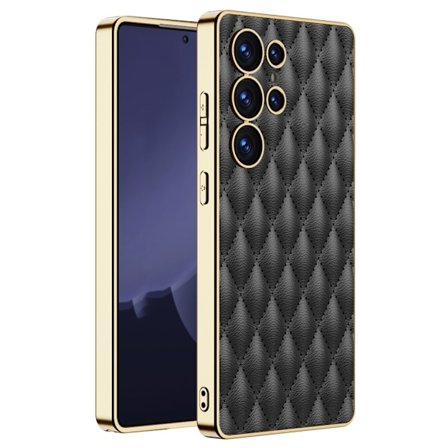 GKK Kompatibel med Samsung Galaxy S25 Ultra Deksel Diamant Hybrid Lær Svart