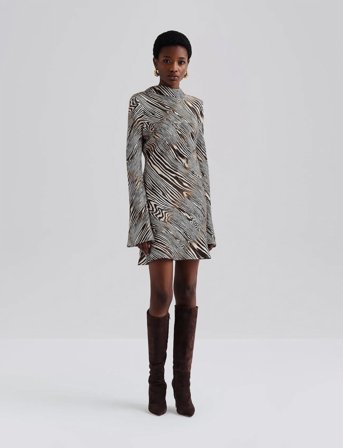 Malina Cezanne Low Back Satin Mini Dress - Brown - 36