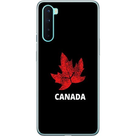 Kompatibelt Mobildeksel til OnePlus OnePlus Nord Grafisk lønnebladsymbol i rødt mot svart bakgrunn med tydelig kanadisk referanse og minimalistisk d
