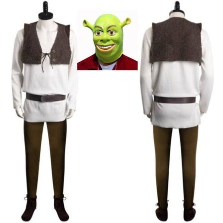 Shrek Kostume Maske Sæt til Mænd Børn Alien Cosplay Halloween Karneval Outfit[JSR] Kostume+Maske