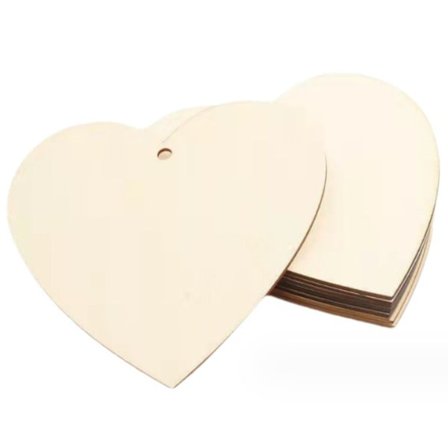50 stk Ubehandlede Treutklipp Hjerteutklipp Hjerte Tre