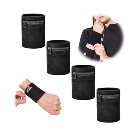 Håndleds Pung - Ikke specificeret - 4 Stykker - Elastisk - Åndbar - Sort