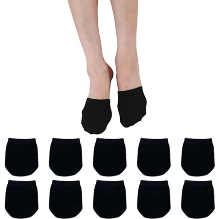 ING Exklusiva tåstrumpor i bomull - 5 par - Osynliga strumpor - Tåstrumpor för dam - Bomull - Halvstrumpor - Svart