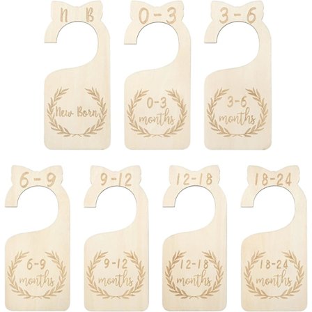 Baby Garderob Kläder Avdelare, Trä Baby Garderob Avdelare, Barnkammare Garderob Organisatörer Kläder Rack Storlek Ålder Avdelare, 7 Pack