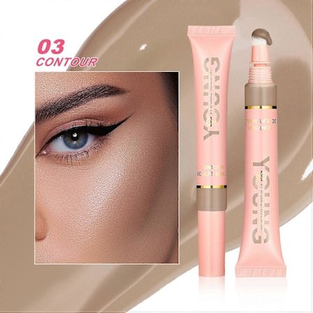 Bronzer/Blush/Høylys Flytende Stick, 3 Deler Kontur Sminke, Beauty Blush med Svamp, Naturlig Matt Finish, Myk og Varig