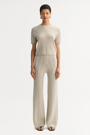 Soft Goat - Cable knit top - Women cashmere sweater - XS - Chalk