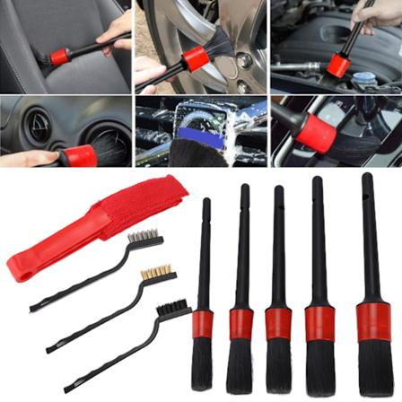 9 stk./sæt Detaljerings- og støvpensler Snavs Støv Skrub Rengøringsværktøjer til Bilhjul Indvendig Udvendig