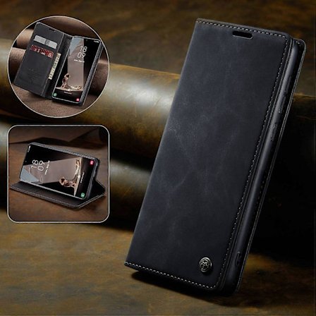 CASEME 013 Series Samsung Galaxy S21 FE Wallet Stand Cover Automatisk Suge PU Læder Etui