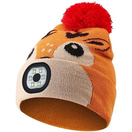 LED lysende hue, vinter LED hue til børn, USB genopladelig varm strikhue med 6 LED-lys, en gave til drenge og piger