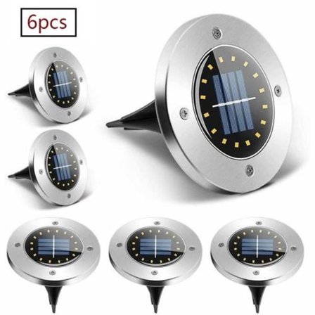 Solcellslampor för trädgård, 6-pack, 16 LED, solcellslampor för utomhusbruk, LED-trädgårdslampor