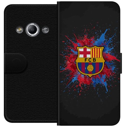 Yhteensopiva Lompakkokotelo Samsung Galaxy Xcover 3 Barcelona Splash taideteos, jossa on FC Barcelonan tunnus punaisena, sinisenä ja keltaisena sekä