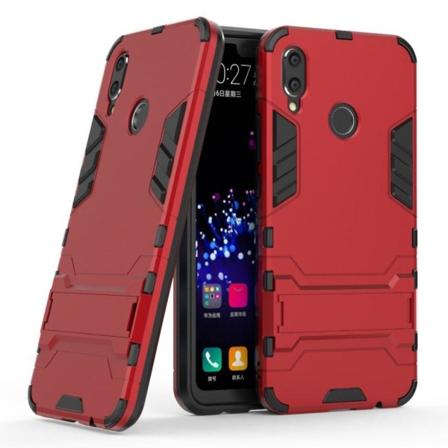 Huawei P Smart Plus hybriidi muovinen takasuojakuori jalkatuella - Punainen Red