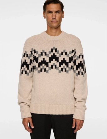 J. Lindeberg Faris Fair Isle Knit Sweater - Beige - M