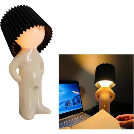 En kreativ lampe av den lille sjenerte mannen, morsom, slem gutt ledet bordlampe, romantisk led nattbordslampe, nattlys Nyhetsgave Black