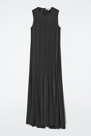 COS Women's Asymmetric Twist-Panel Midi Dress in Black