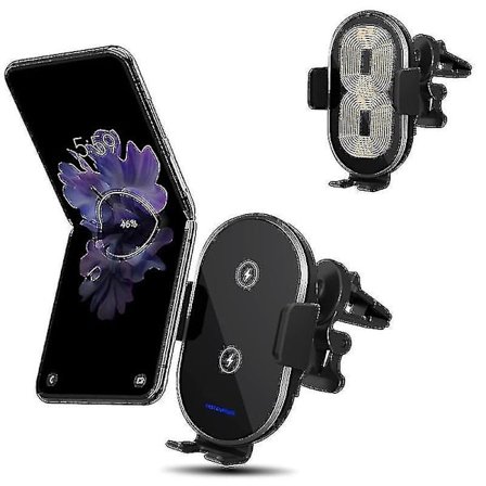 Dobbelspolet trådløs billaderholder Kompatibel med Samsung Z Flip 3, Qi 15W hurtiglading