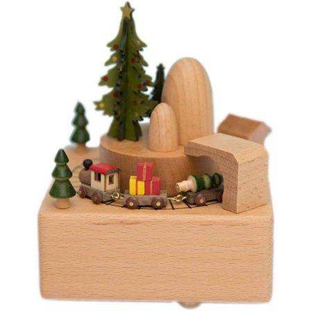 Julmusikbox i trä, present till henne, musiklåda med julmotiv