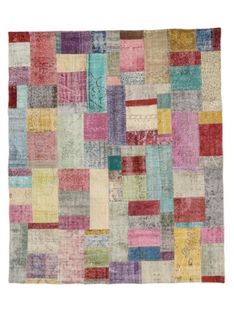 Hand Knotted Patchwork Rug 254X300 Dark Red/Brown