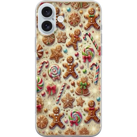 Kompatibel Mobilcover til Apple Apple iPhone 16 Plus Julemotiv med peberkager, polkagrise og farverige julekonfekt