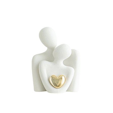 Romantisk parstatue - Abstrakt skulptur Stue Liten hylle dekorasjon - Hvit dekorasjon - Parstatue - Bryllupsdag gave