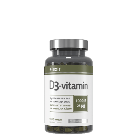 D-vitamin Elexir Pharma Vitamin D3 25 mcg 1000 IE 100 kapsler - Bodyman.dk
