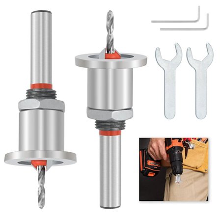 2 stk. 8mm Metal Bor Set med Dybdestop, Bor med Countersink