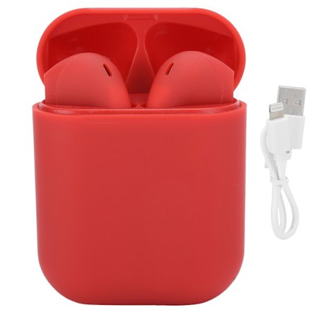 TWS Bluetooth 5.0 Trådlösa Öronproppar Touch Control Headset Hörlurar med Laddningsfodral Röd