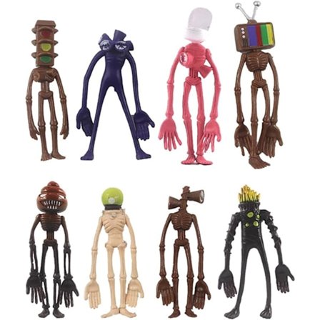 8 st, Siren Head Leksak, Modellleksak av Siren Head, 3.9-4.7 tum, Söta Cartoon Minifigurdockor Julsemesterpresenter, Överraskningsjulklappar till barn