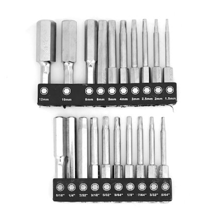 20 stk. sekskant magnetiske bits sett 1/4 tommers hurtigutløser sekskant skaft S2 verktøystål