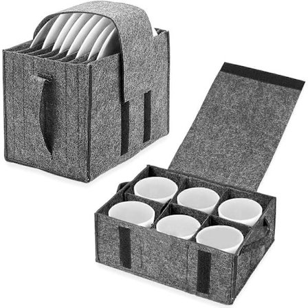 Caravan Tallerkenholder, Camping Service Opbevaring Filtpose med Sidehåndtag, til Autocamper Skab Glas Krus Service Opbevaring