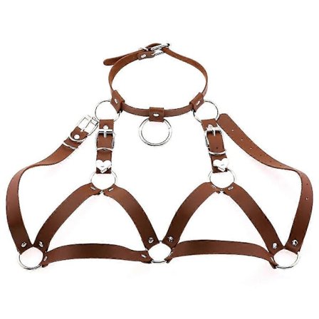 Punk Cupless BH Sele BH Topp Brystbrakett Brystkjede Lær BH Sele