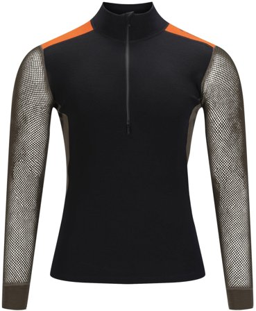 Aclima WoolNet Hybrid Mockneck M's Jet Black/Tarmac/Gold Flame