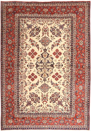 Noué À La Main Najafabad Tapis 285X405 De Laine Rouge/Beige Grand