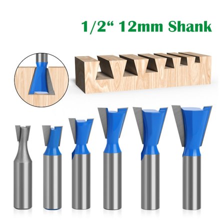 6 stk. 1/4 tomme skaft svalehalefraeserbitsæt - Wolframcarbid træfræser