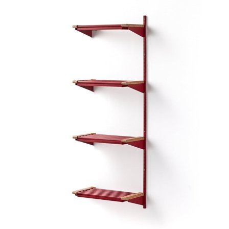 Skoreol JEPPE, 4 hylder, påbygningssektion, rød/eg, 1790x600x300 mm