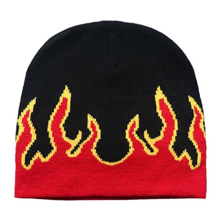 Y2K Beanies Ildflamme Beanie Flamme Beanie Skullies Beanie Slouchy Beanie Strikket Beanie Lue Flamme Hodeskalle Lue Grafisk Beanie Rød